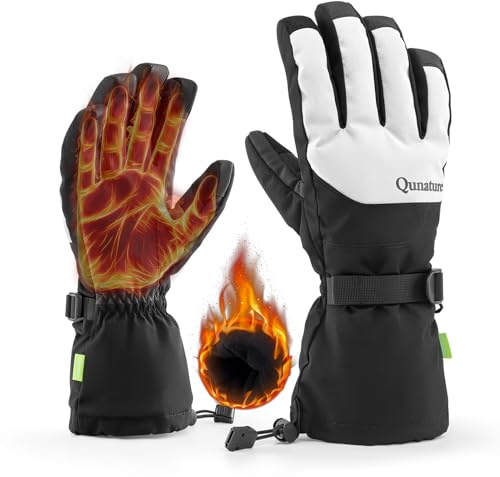 Qunature Guanti da Sci Invernali, Guanti da Snowboard Caldi, Guanti Sportivi Antiscivolo Termici, Touchscreen Sensibile, Guanti per Sci, Snowboard, Ciclismo, Arrampicata, Uomo e Donna