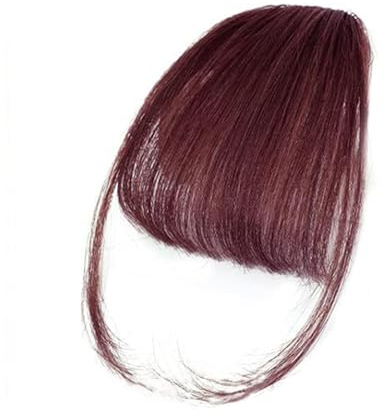 Clip-in-Pony, 100% natürliches Echthaar, feine Pony-Stirnhaarverlängerungen, Air Bangs, Fransen-Perücken-Haarteile für Frauen, Schwarz, Braun, Rot, Blond Weinrot
