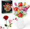 IKIDSUN Construction de Bouquet de Fleurs, Roses Tulipes Fleurs Botaniques Artificielles de Collection en Kit de Construction pour Adultes Enfant, Saint Valentin Cadeau Fête des Mères