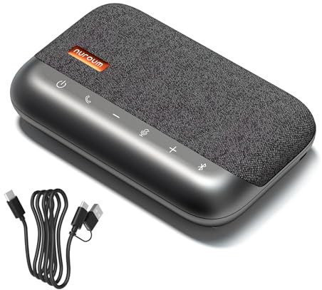 Nuroum A05B Bluetooth Conference Speaker and Microphone, Portable Wireless Speakerphone with Noise Canceling Mic, 3m/10ft Voice Picked Up Computer Speaker for Desktop PC/Laptop