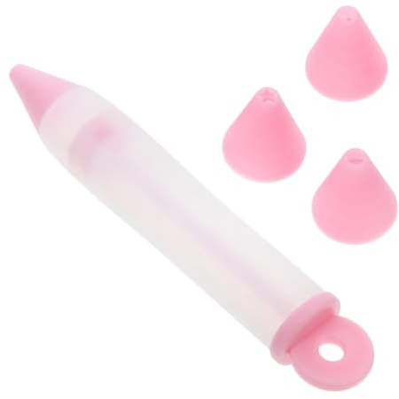 Penna in silicone per scrivere alimenti, strumenti per glassare torte, penne fai da te, ugello per tubazioni e pistola per crema da spremere, per decorare torte, biscotti e dessert (rosa)