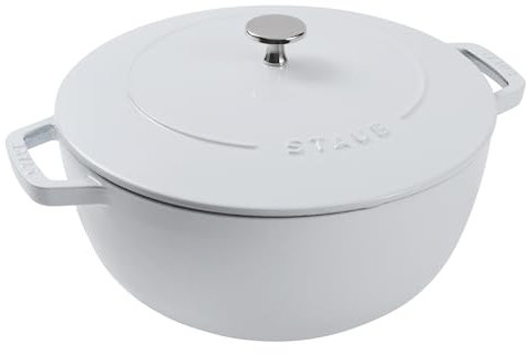 Staub Cast Iron Essential French Oven, Dutch Oven, 5-quart, serves 5-6, Made in France - White