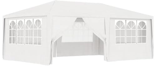 Myheimly Profi Partyzelt mit Seitenwänden UV-beständig Wasserbeständig Pavillon Festzelt Gartenpavillon Gartenzelt Garten Bierzelt Weiß,4 x 6 m