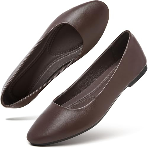 hash bubbie Women's Ballet Flats Shoes Dress Slip on Shoes Coffee US8