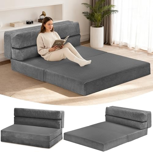 feliz home Folding Mattress Twin, 3 in 1 Convertible Sofa Bed Foldable Couch Bed Floor Couch Lounge Sleeper Mattress for Living Room, Guest Room