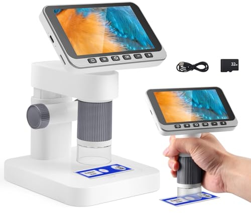 1000X Microscopio Digitale Portatile, 1080P, Microscopio USB, Regalo Giocattolo Scientifico STEM per Bambini (Bianco (portatile))