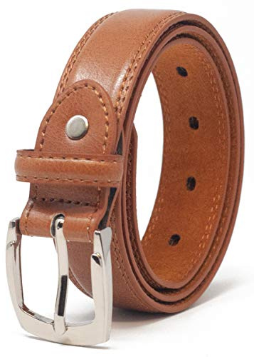 Ossi läder fodrat 28 mm barnbälte (storlek 4XS – liten) i svart, brun eller beige, Beige, 75CM (gesamtlänge 95cm)
