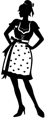 WC-Schild, Toilettenschild Bayrisch mit Dirndl selbstklebend, Damen, Schwarz, M