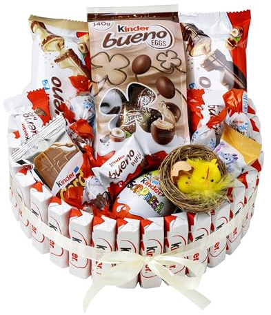 Onza Chocolat de Paques Kinder Bueno - Coffret cadeau de bonbons Kinder Chocolats, Oeufs de paques Kinder Surprise, Kinder Eggs, Happy Hippo Biscuits, Chocobon - Cadeau Paques Enfant Chocolats