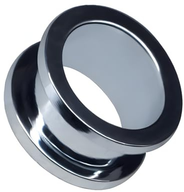 Flesh Tunnel, piercing in acciaio inox 316L, 4-25 mm, con filettatura in acciaio inox (8 mm, argento cromato)