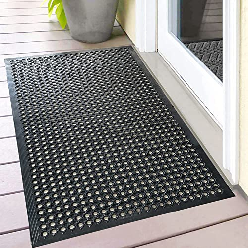 Uniboho Door Mat Outside Entrance Rubber Floor Mat 35x24 Anti Slip