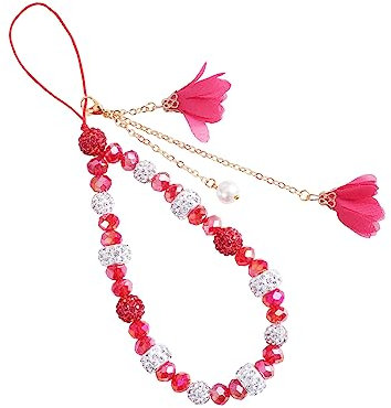 BEEFLYING 1 Pcs Lanière de Téléphone Portable, Chaîne de Pendentif de Téléphone Portable Anti-Perte, Accessoires de Décoration de Téléphone Portable Dragonne Bracelet Porte-clés(Rouge)