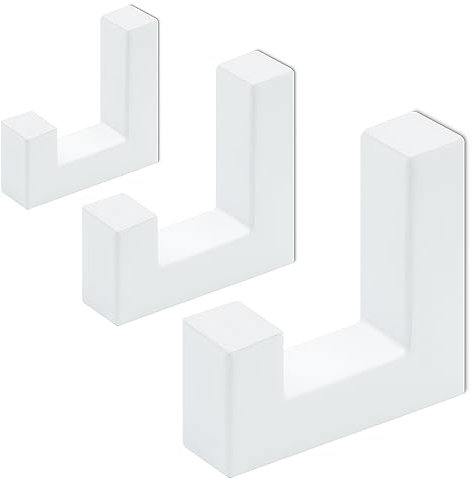 Mavö 4 Stück Haken Kleiderhaken Huthaken Einzelhaken klein Tetris Garderobenhaken Wandhaken Ben Weiß