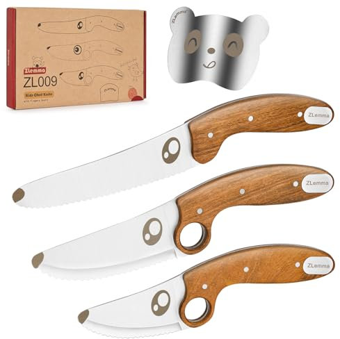 ZLemma Set di coltelli da cucina per bambini, set da cucina sicuro per bambini, 3 coltelli in plastica colorata