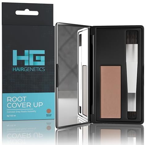 Hair Genetics Ansatzpuder - Graue Haare Abdecken, Haaransatz Puder Zum Kaschieren, Sofortige Natürliche Abdeckung, Einfache Anwendung, Integrierter Spiegel, Für Männer Und Frauen (Mittelbraun)