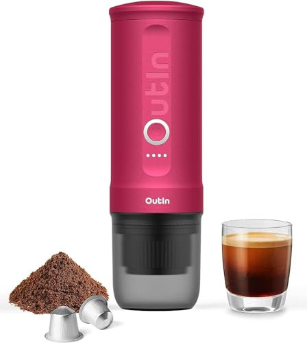 Outin Cafetera espresso portátil, color rojo carmesí