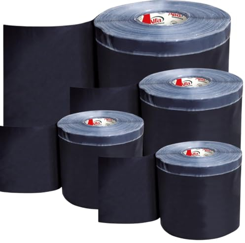 4x Alfa EPDM-Folie 300 mm x 20 m schwarze Dichtfolie aus EPDM-Kautschuk mit einseitigem Butyl-Streifen zur äußeren Abdichtung von Fenster- und Türelementen
