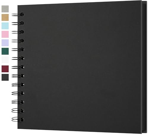 Fotoalbum zum Selbstgestalten, Scrapbook Fotobuch zum Einkleben 18 x 18 cm 40 Seiten, Archivqualität säurefrei DIY Geschenk für Baby, Familie, Jahrestag, Geburtstag, Valentinstag und Hochzeit, Schwarz