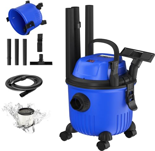 AUTOFU Wet and Dry Vacuum Cleaner 3-in-1 2000W, 15L Container Multipurpose Vacuum with Blow Function for DIY, Car, Garage, Workshop, Home, Full Accessories, With Power Take-Off, Corded, Blue