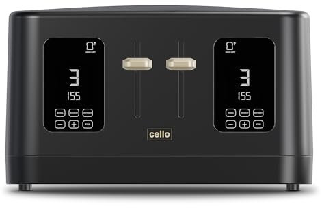 1600W 4 Slice Black Toaster with Detachable Crumb Tray, Digital Control Panel with Countdown Timer, 7 Browning Levels, Auto Stop, High Lift, 4 Slice Toaster with Wide Slot for All Types of Slices