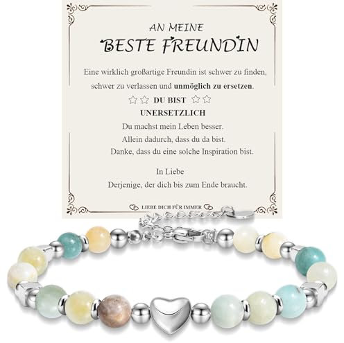 JEWTOP Beste Freundin Geschenke, Armband für Freundin, Freundschaft Armband zum Geburtstag Weihnachten Abschluss (Amazonite)