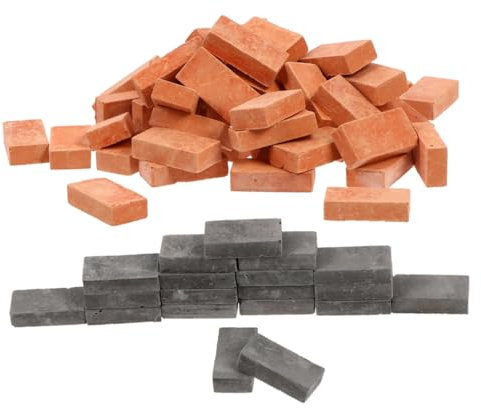 KICHOUSE 100 Pcs Miniature Bricks Miniature Wall Brick Set for Diy Model Building 1:16 Scale Micro Landscaping Decor for Architecture Projects and Dollhouse Crafts