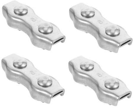 Yardwe 4pcs Cable Clamps Stainless Steel Double Rope Clamps Fence Wire Clips for Garden Outdoor Cable Clamping