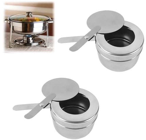 2 PCS Récipients à Pâte Combustible Brûleur d'alcool pour Fondue avec Couvercle Supports de Carburant en Acier Inoxydable Détachable Brûleur À Fondue à Alcool pour Barbecue Fête Buffet Camping Café