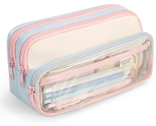 MEISO Trousse Scolaire Grande Capacité, Trousse à Crayons avec 4 Compartiments, Sac à Crayons, Trousse à Maquillage, École Papeterie Organisateur pour Filles Garçons Étudiants