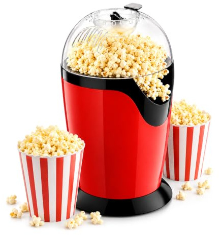 VETOLAKA - Macchina per popcorn: macchina per popcorn ad aria calda 1200W, popcorn maker fatto in casa, sano e senza olio, 2 minuti di preparazione rapida, serata al cinema, Natale, festa di
