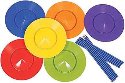 6PCS Juggling Plates and Sticks Set Plastic Juggling Discs and Rods with 12PCS Sticks for Kids Adults Beginners Balance Skills Practice (Colorful)
