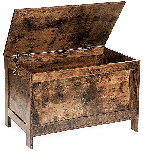 HOOBRO Toy Box, Retro Wooden Look Storage Chest with Safety Hinge, Entryway Storage Bench Supports 220 lb, 29.9 x 15.7 x 18.9 Inches Toy Chest Organizer, Easy Assembly (Rustic Brown) BF75CW01G1