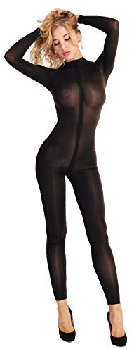 MSemis Body a Rete Lingerie Donna Sexy Hot per Sesso Trasparente Catsuit Bodysuit Bodystocking Cavallo Aperto Leggings Collant Erotico Tuta da Ginnastica Jumpsuit Chemise Nero M