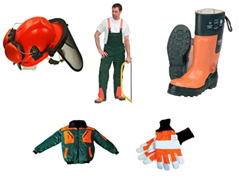 SWS Forst GmbH 5er Schnittschutz Set Schnittschutzhose Pilotenjacke, Oregon Forsthelm