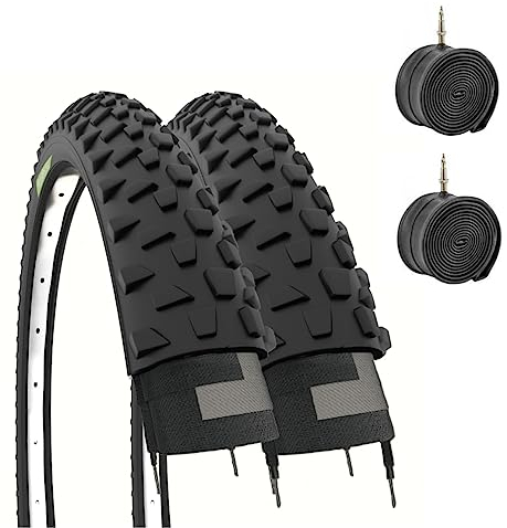 Ecovelò Unisex – Erwachsene 26x2.10 Kameras 2 MTB Reifen 26 x 2.10 (54-559) + Kammern, Schwarz