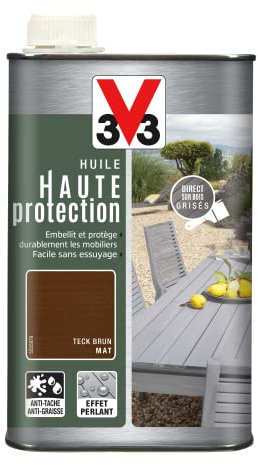 V33 Huile mobilier haute protection opaque, Teck 1L