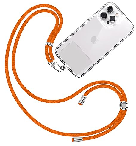 TBOC Band Handykette Schlüsselband Kette Handyschnur [Orange] Zum Aufhängen Nacken Umhängen Universal für Handy mit Pad Handyband Patch Karabiner Hülle Handyhülle Lanyard Schlüsselbänder