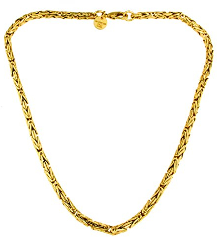 Byzantiner Königskette rund geschliffen 18kt Doublé 4mm Länge 70cm, Halskette Herren-Kette Goldkette Damen Geschenk Schmuck ab Fabrik Tendenze-Italy