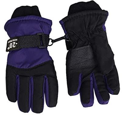 Skihandschuhe Kinder für 6-10 Jahre Winddichte Winterhandschuhe Wasserdicht Warm Handschuhe Junge Mädchen Fleece Fahrradhandschuhe Kinder Sport Thermo Snowboardhandschuhe für (Purple, One Size)