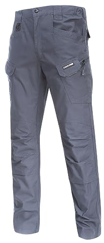Lahti PRO Herren Arbeitshosen Männer, Lang, Cargohose Cargo-Bundhosen, Slimfit, 8 Multifunktionstaschen, Verstärkte Nähte, Taschen für Kniepolster, Ripstop, EN ISO 13688, Größe: L, Farbe: Grau
