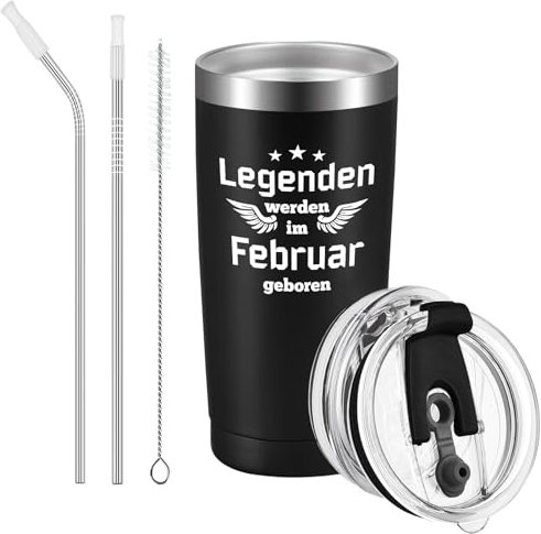 Livole Födelsedagspresent för män, man, vän, pappa, bror, present till födelsedag, 30-40, 50-årsdag för män – legender födda i februari – 20 ounces vinmugg i rostfritt stål, 600 ml kaffemugg