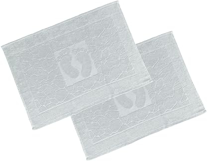 OG-ER Badvorleger Set 2 Teilig, Frottee Duschvorleger, Waschbar Duschmatte & Badteppich, 600 g/m² &100% Baumwolle, Saugfähig & Schnelltrocknend, 50 x 70 S.grau