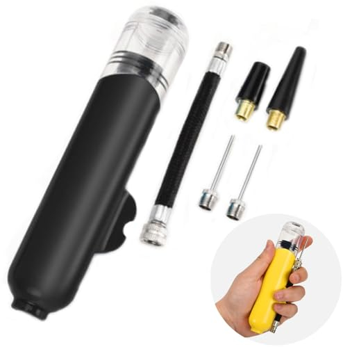 Joofang Tragbare Mini Ballpumpe mit Nadeln,Dual-Action Luftpumpe mit 2 Nadeln und 2 Düsen für Fußballball,Basketball,Volleyball,Luftballons,Sportbälle,aufgeblasene Gegenstände Spielzeug (Schwarz)