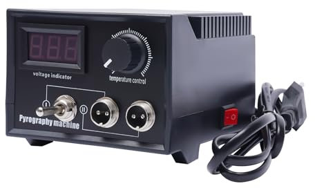 Pyrography Maschine 60W Brandmalerei Set, 220v Brandmalstation Brandmalerei Holzbrenner Pyrography Werkzeug, Temperatur Einstellbar 0-750°C, Brandmalkolben für Holz, Leder und Kork