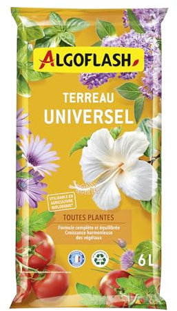 Algoflash Terreau Universel, Utilisable en Agriculture Biologique - 6L, Beige