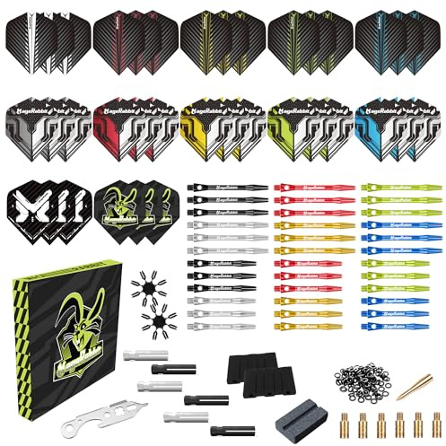 MageRabbit Kit completo de accesorios de dardos de aluminio (36 vuelos, 36 ejes de aluminio y herramientas de dardos), accesorios de dardos todo en uno, piezas de dardos de alta calidad y juego de