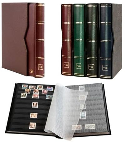 Prophila stockbook stamp album (new) 64 black sides with slipcase, padded brown cover