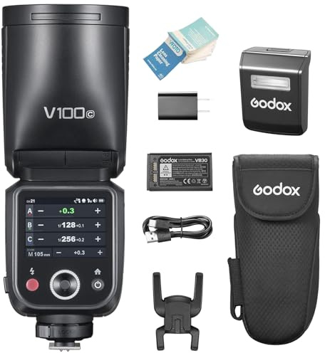 GODOX V100C V100-C TTL Flash Speedlite Testa Rotonda per Fotocamera Canon