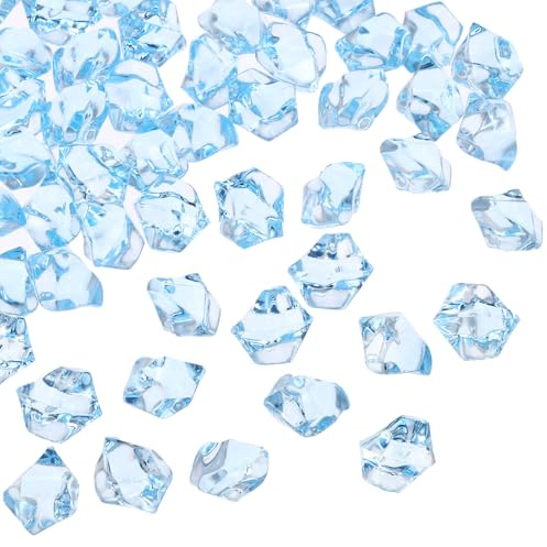 QUARKZMAN 200pcs Piedras de Hielo Falsas Acrílicas Azul Claro Cristales Gemas Piedras Diamantes Falsos Destellantes de Hielo Triturado para Relleno de Jarrones