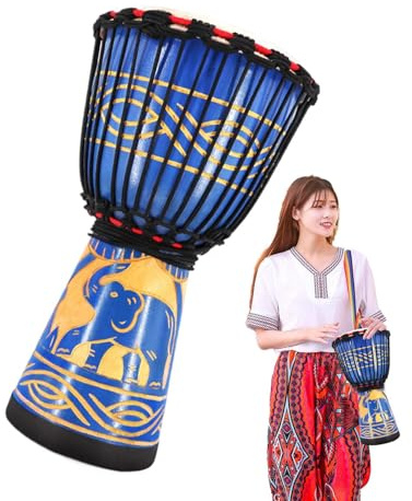 Bongo Drums Adults - 8inch Multicolored Hand-Carved African Inspired Hand Drum | Musical Tool Percussion Instruments For -Performances, Activities, Music Lessons